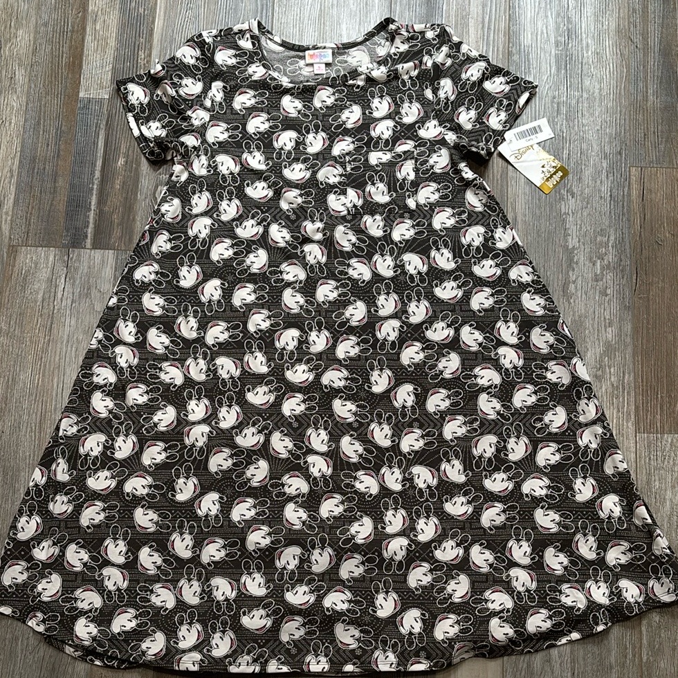 Lularoe Black And White Mikey Mouse Print Dress Size Small Nwt!!